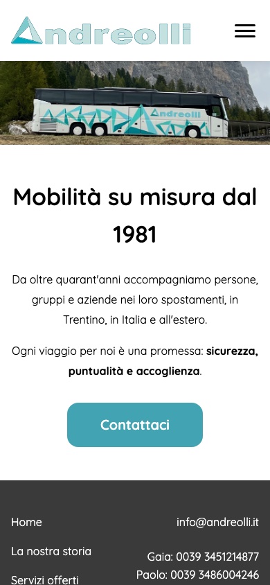 La home di andreolli.it su mobile
