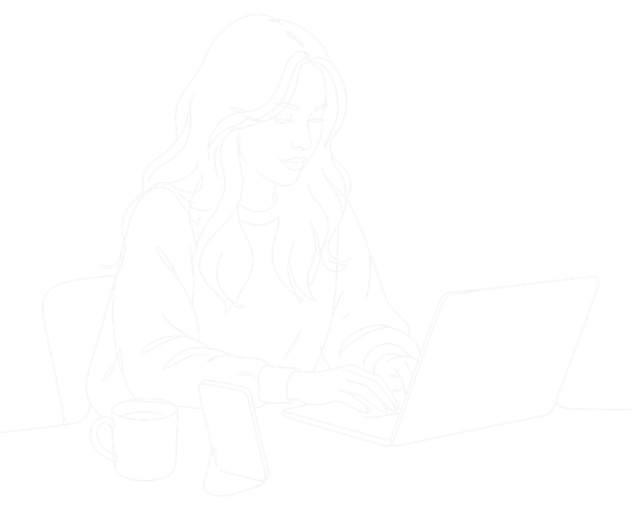 Disegno a linea di Greta al computer