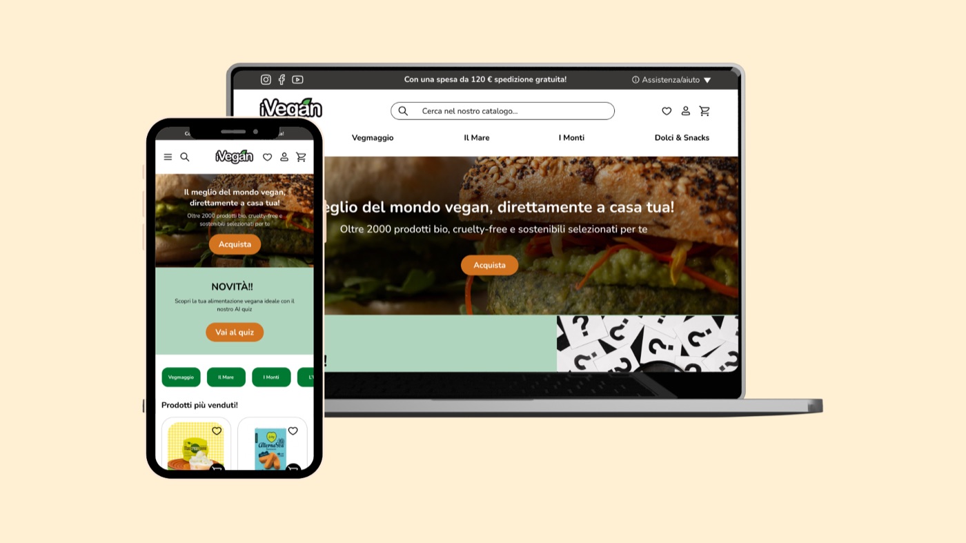 Il redesign del sito iVegan su desktop e mobile