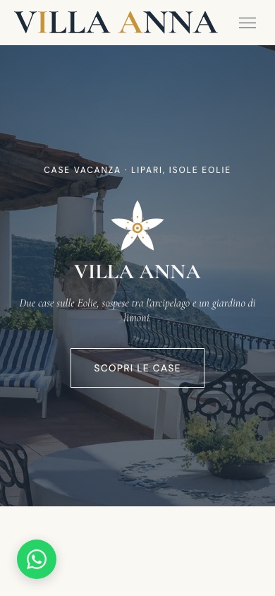 La home di villaannaeolie.it su mobile
